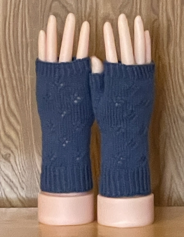 Fingerless Mitts: Denim Dusk